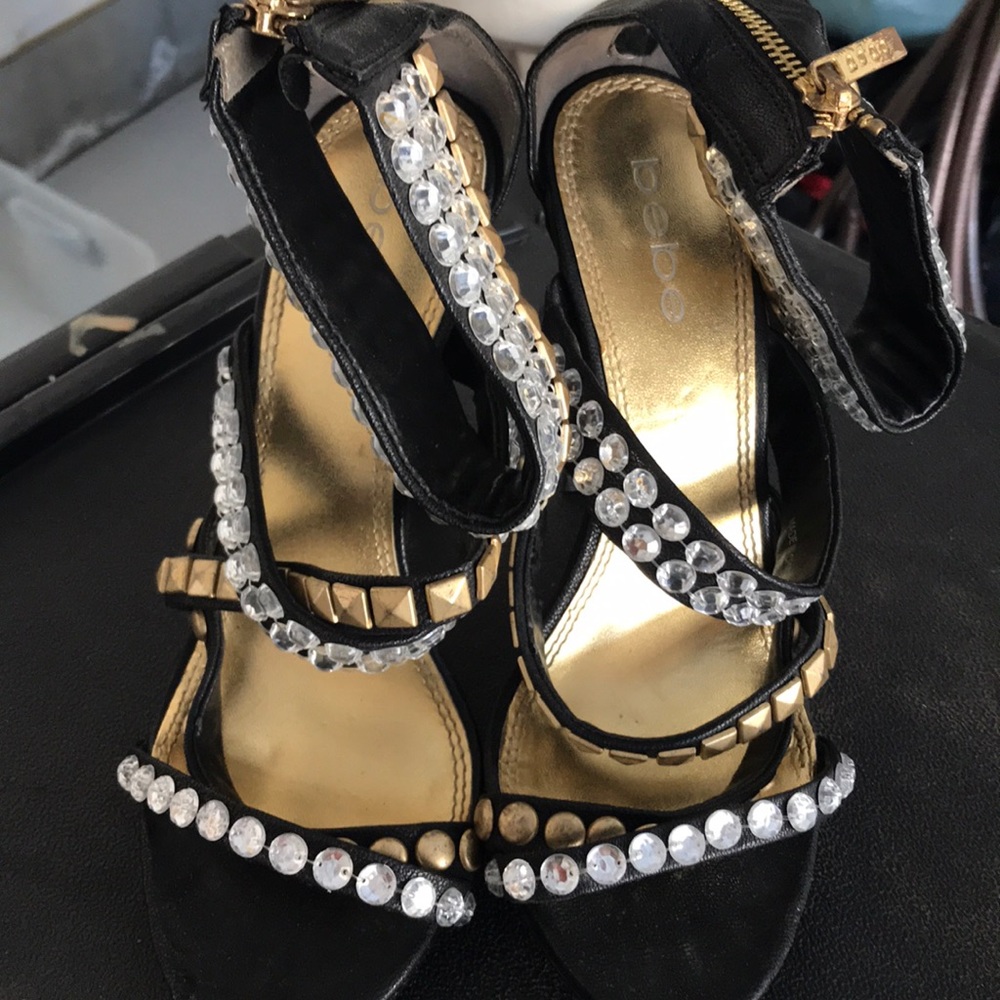 Gorgeous embellished open toe sandal heels